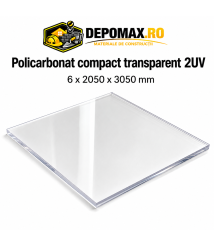 Policarbonat compact transparent 2UV 6 x 2050 x 3050 mm